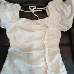 MDS white top with puffy sleeves , tie at back as per photo